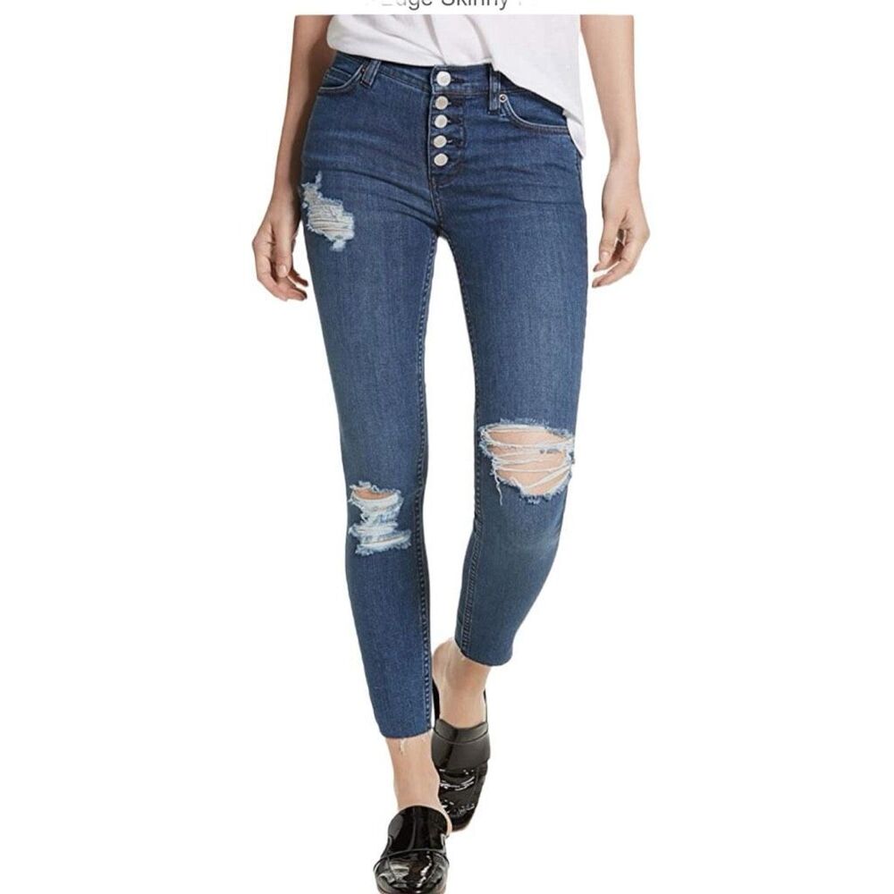 Free People Distressed Raw Hem Jeans Button Fly Size 28